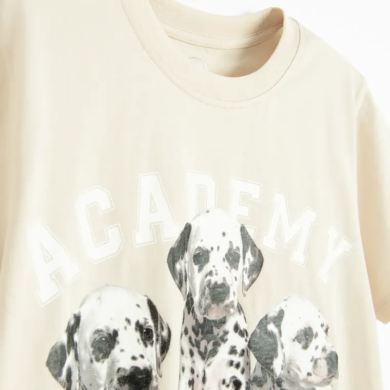 Cool Club, T-shirt dziewczęcy, beżowy