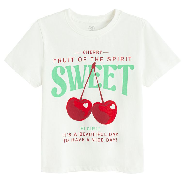 Cool Club, T-shirt dziewczęcy, biały