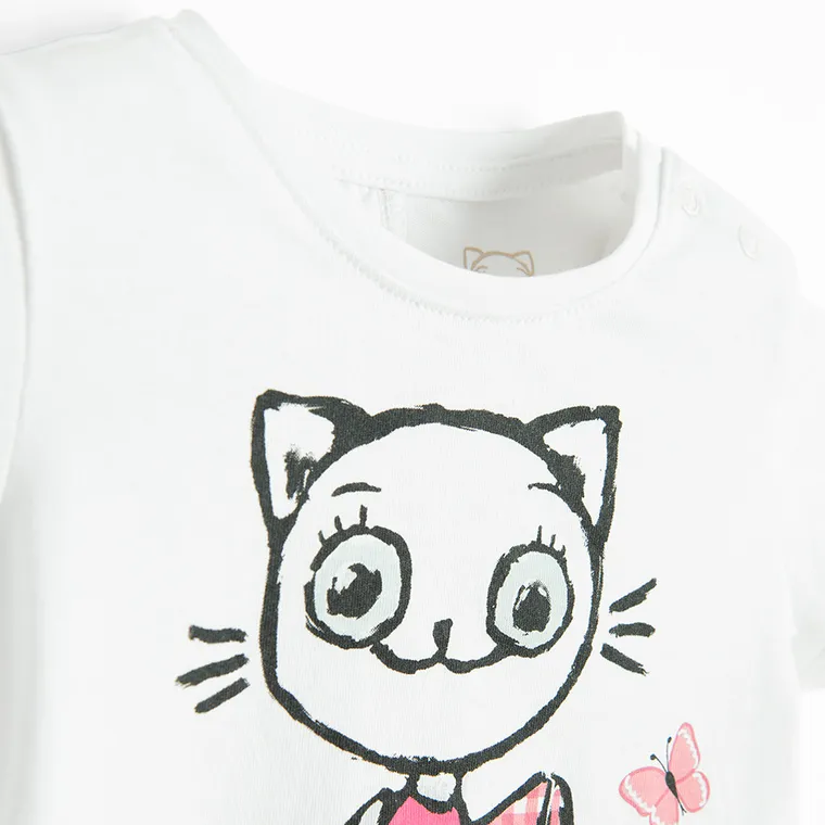 Cool Club, T-shirt dziewczęcy, biały, Kicia Kocia