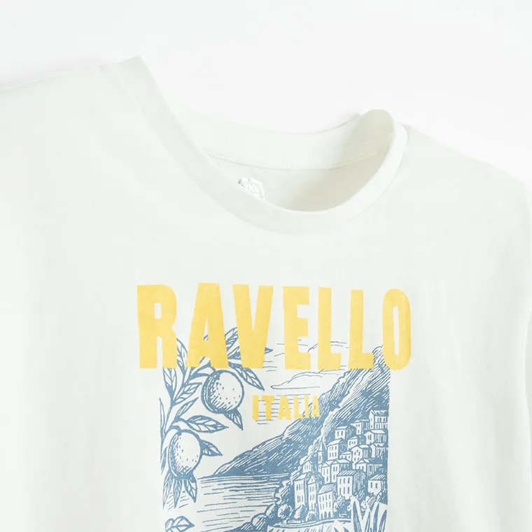 Cool Club, T-shirt dziewczęcy, crop top, biały