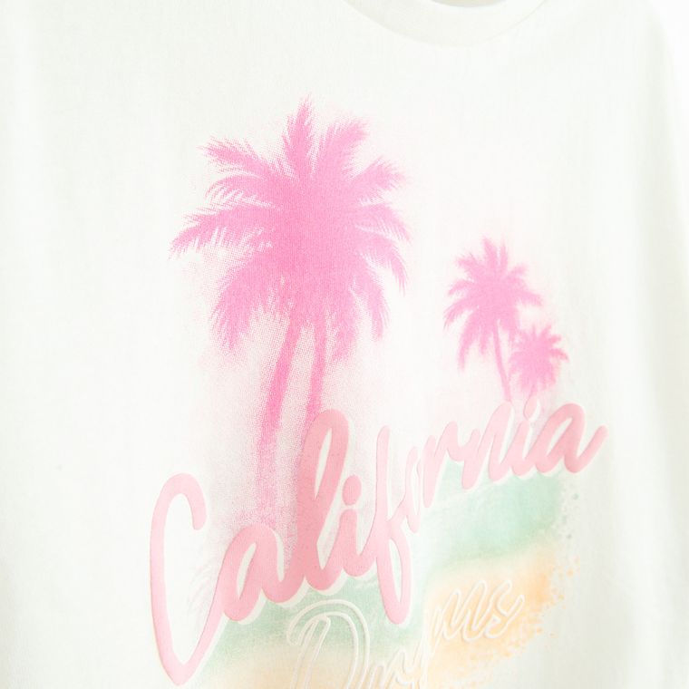 Cool Club, T-shirt dziewczęcy, crop top, biały