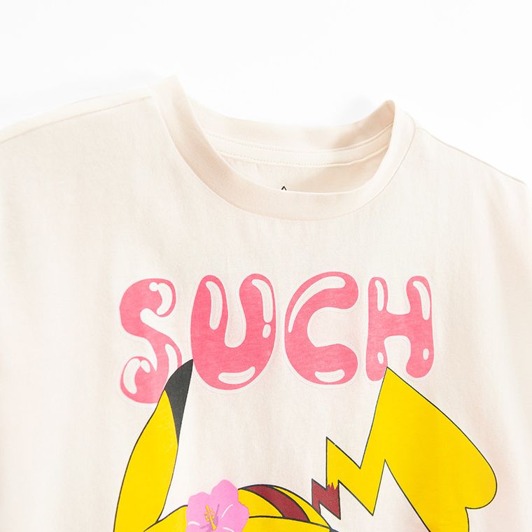 Cool Club, T-shirt dziewczęcy, crop top, biały, Pokemon
