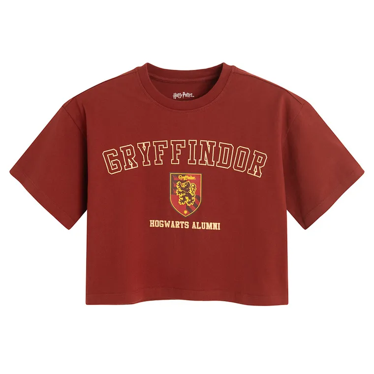 Cool Club, T-shirt dziewczęcy, crop top, bordowy, Harry Potter