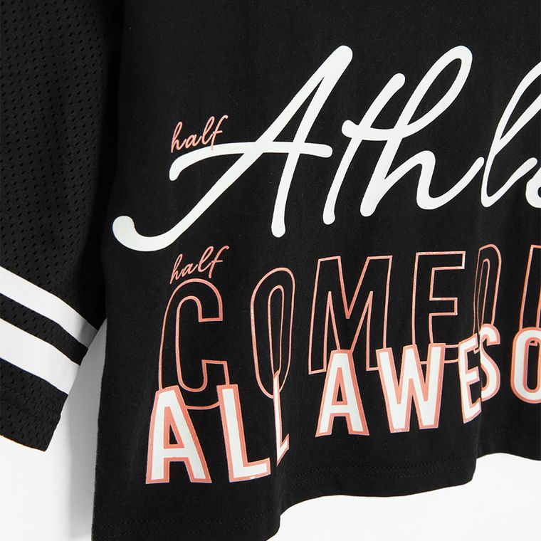 Cool Club, T-shirt dziewczęcy, crop top, czarny