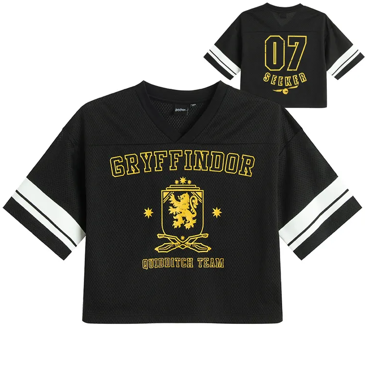 Cool Club, T-shirt dziewczęcy, crop top, czarny, Harry Potter