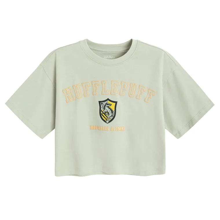 Cool Club, T-shirt dziewczęcy, crop top, khaki, Harry Potter