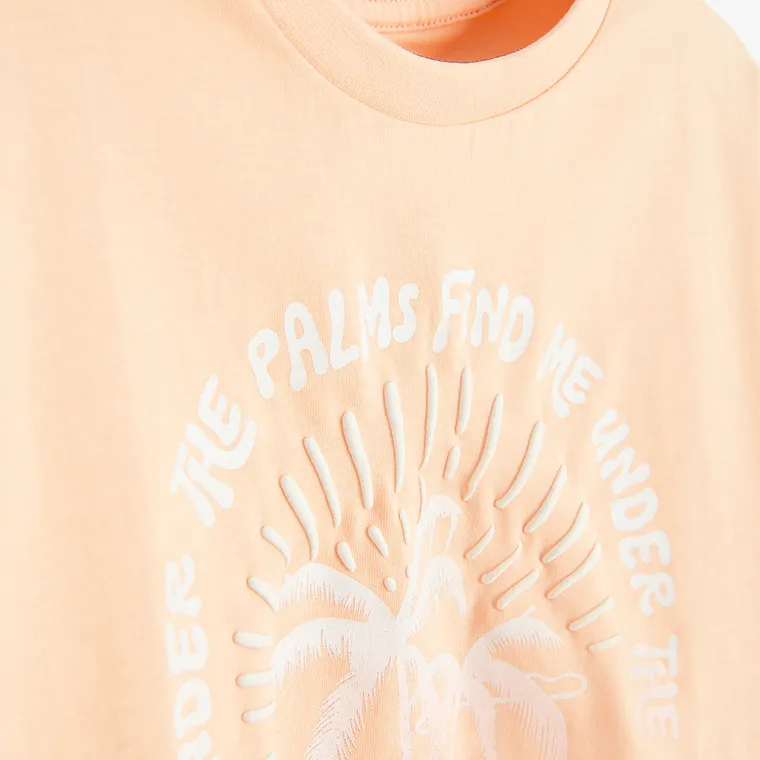 Cool Club, T-shirt dziewczęcy, crop top, pomarańczowy