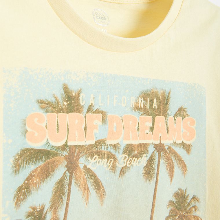 Cool Club, T-shirt dziewczęcy, crop top, żółty