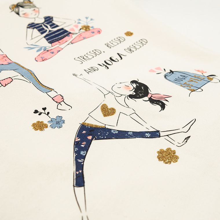 Cool Club, T-shirt dziewczęcy, ecru, Yoga