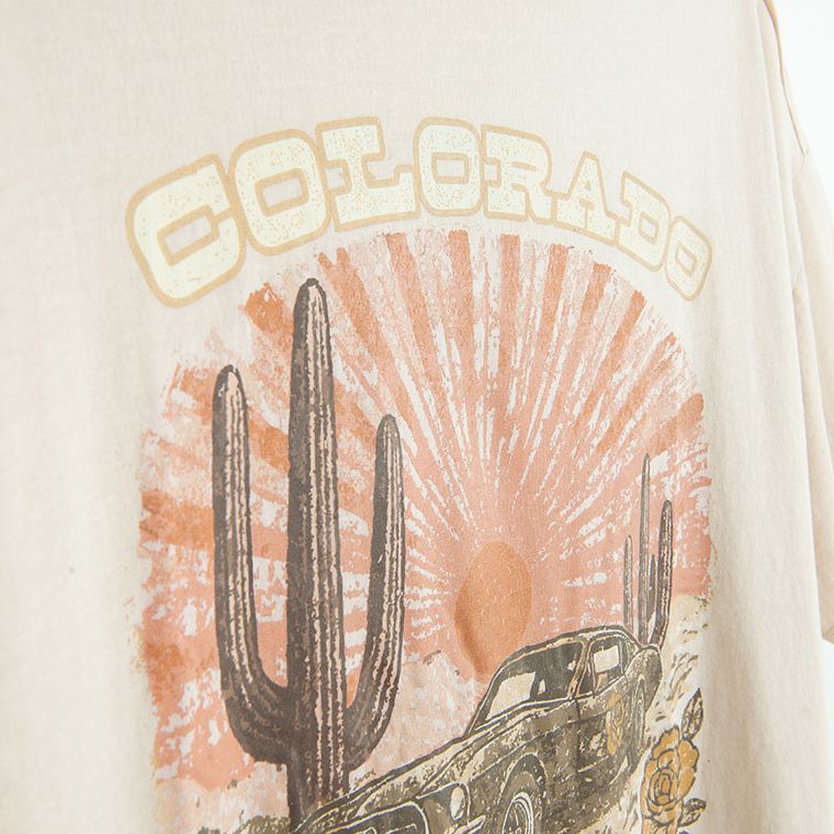 Cool Club, T-shirt dziewczęcy, oversize, beżowy