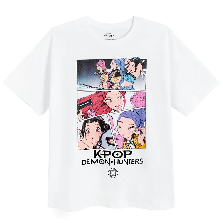 Cool Club, T-shirt dziewczęcy, oversize, biały, K-Pop Demon Hunters