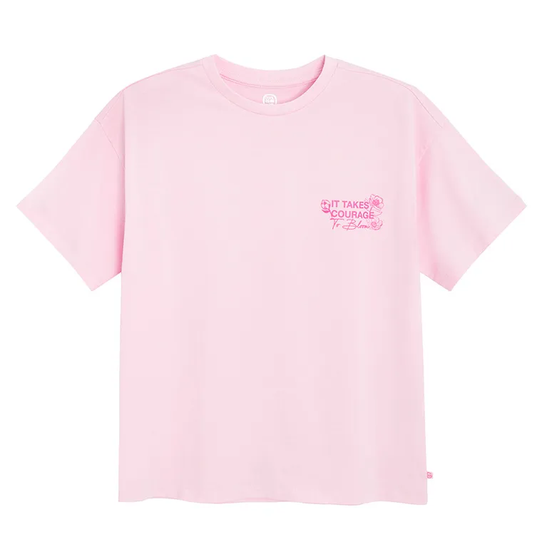 Cool Club, T-shirt dziewczęcy, oversize, różowy