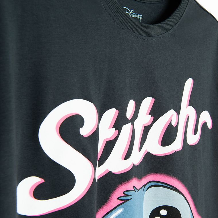 Cool Club, T-shirt dziewczęcy, oversize, szary, Lilo i Stitch