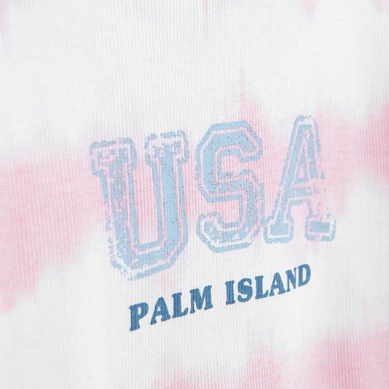 Cool Club, T-shirt dziewczęcy, prążkowany, biało-różowy