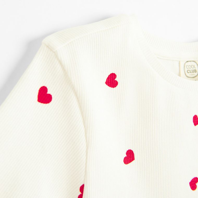 Cool Club, T-shirt dziewczęcy, prążkowany, biały