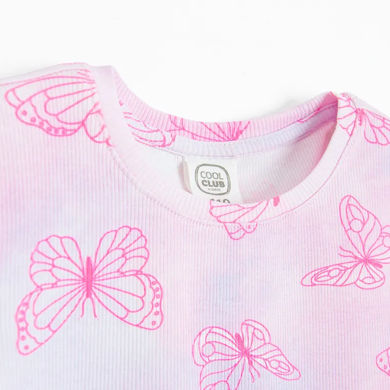Cool Club, T-shirt dziewczęcy, prążkowany, mix