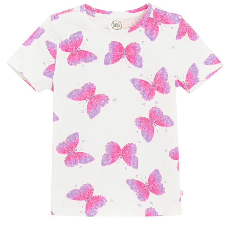 Cool Club, T-shirt dziewczęcy, prążkowany, mix, zestaw, 2 szt.