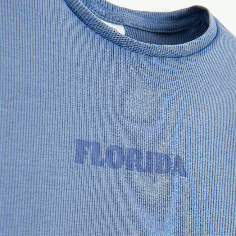Cool Club, T-shirt dziewczęcy, prążkowany, niebieski