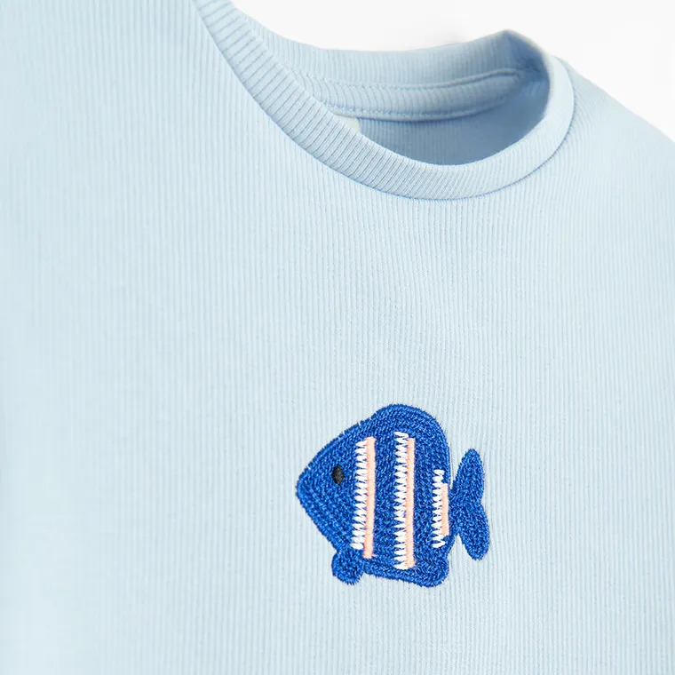 Cool Club, T-shirt dziewczęcy, prążkowany, niebieski