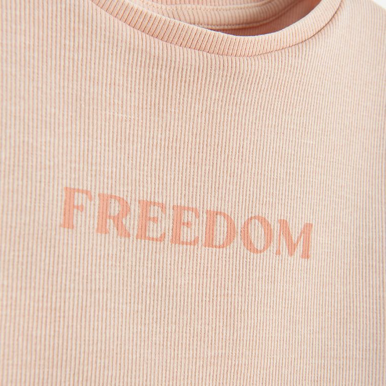 Cool Club, T-shirt dziewczęcy, prążkowany, pomarańczowy