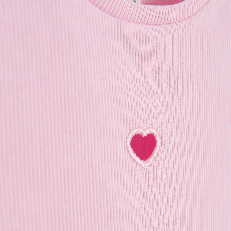 Cool Club, T-shirt dziewczęcy, prążkowany, różowy