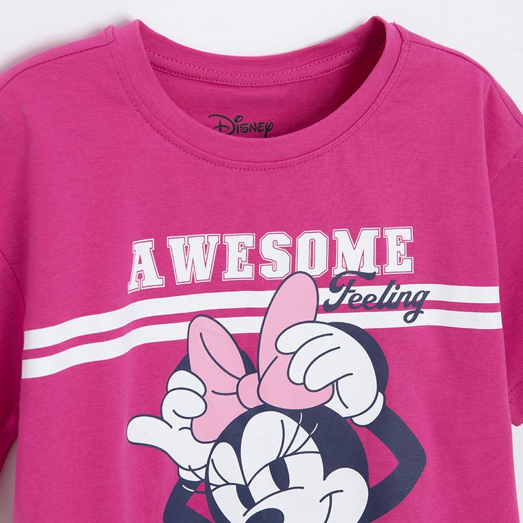 Cool Club, T-shirt dziewczęcy, różowy, Myszka Minnie