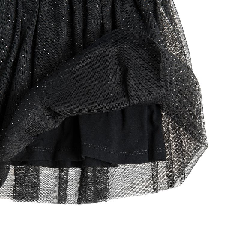 Cool Club, Tiulowa spódnica dziewczęca, szara, srebrne kropki