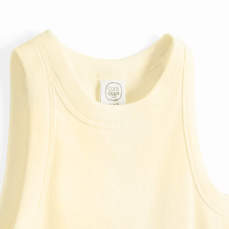 Cool Club, Top dziewczęcy bez rękawów, prążkowany, żółty