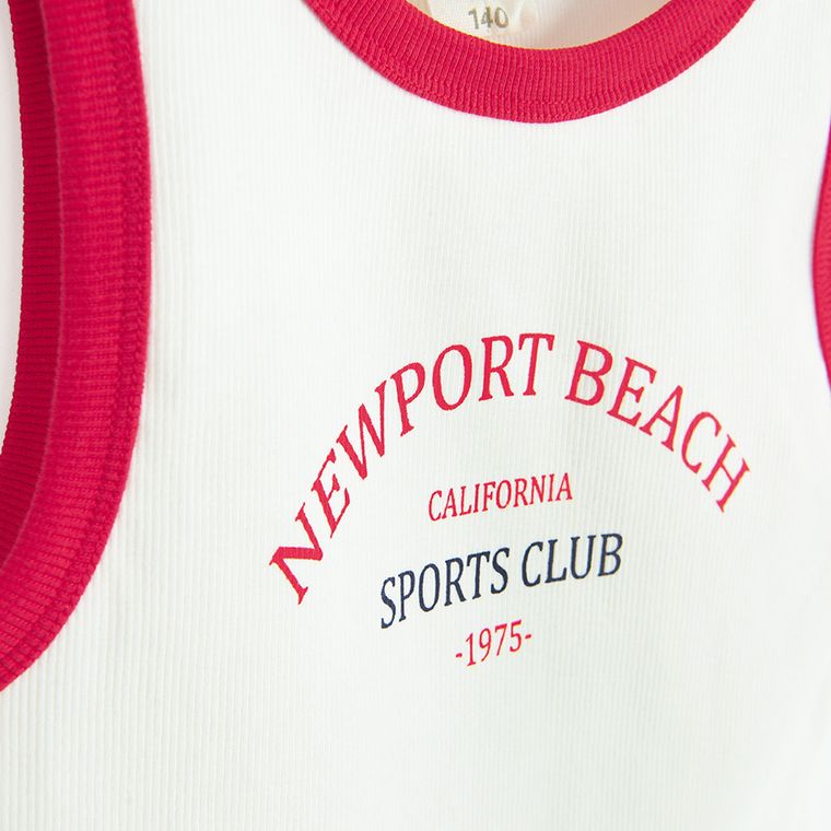 Cool Club, Top dziewczęcy, crop, prążkowany, biały