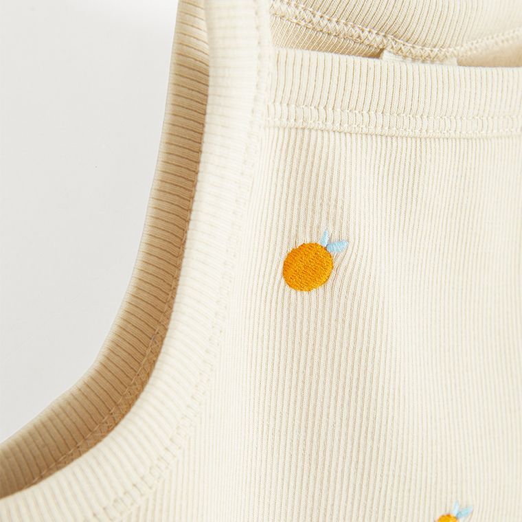 Cool Club, Top dziewczęcy, prążkowany, beżowy