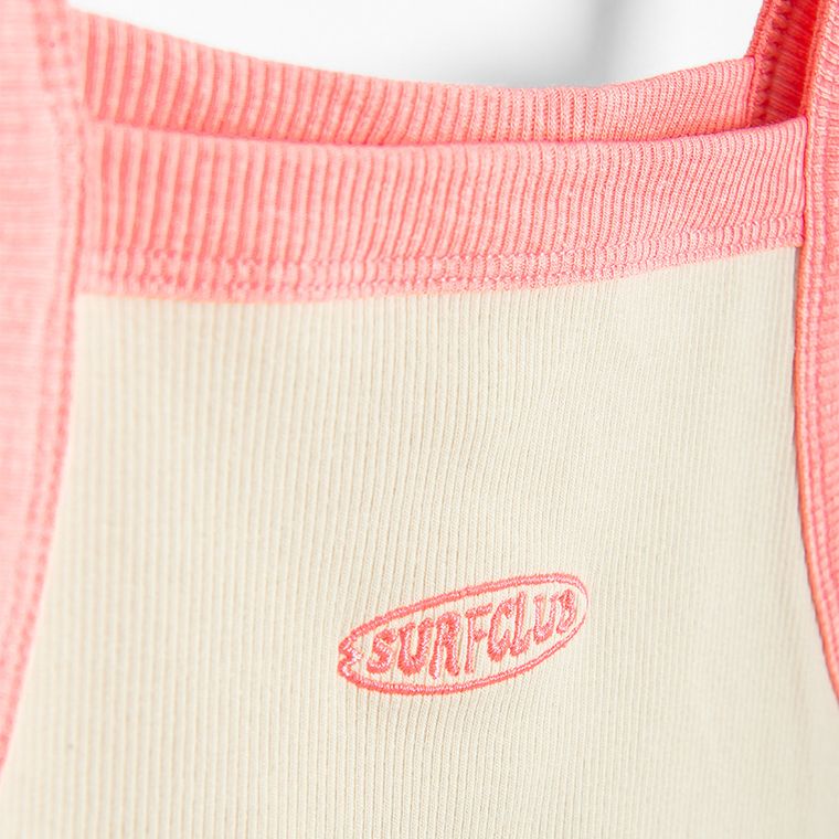 Cool Club, Top dziewczęcy, prążkowany, beżowy