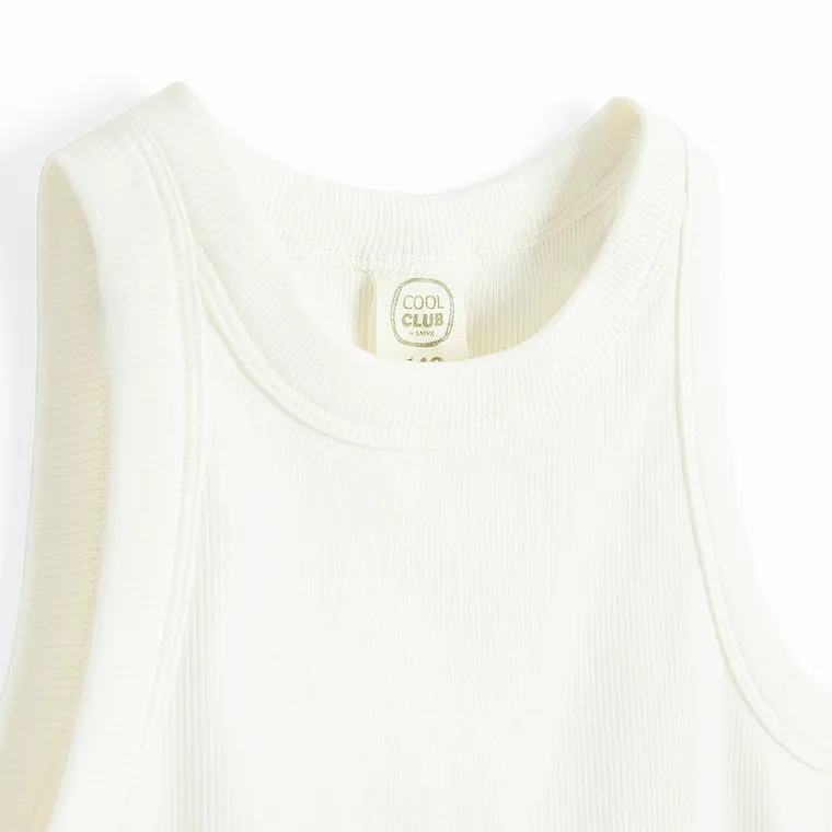 Cool Club, Top dziewczęcy, prążkowany, biały