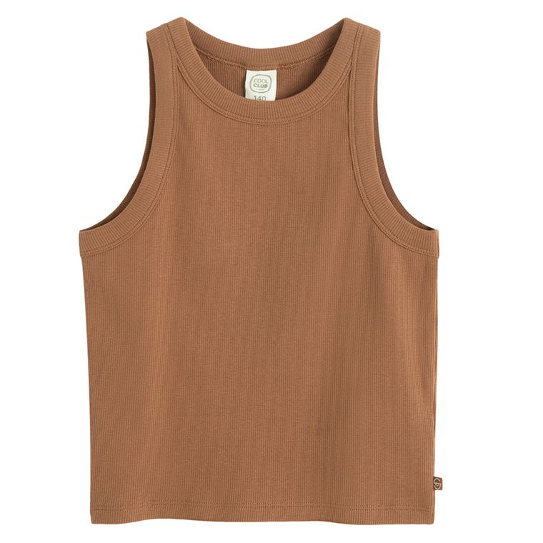 Cool Club, Top dziewczęcy, prążkowany, brązowy