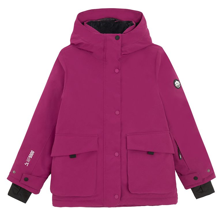 Cool Club, Wodoszczelna kurtka narciarska dziewczęca z kapturem, ocieplana, różowa