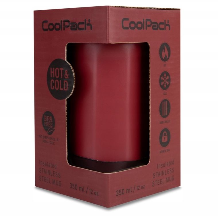 CoolPack, Coffee Mug Tom, kubek termiczny, Burgundy, 350 ml