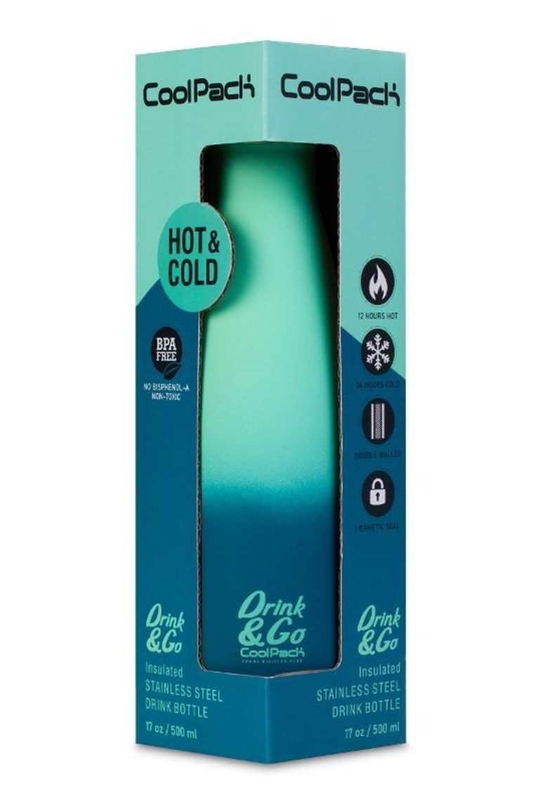 CoolPack, Drink&Go, butelka termiczna, Gradient Blue Lagoon, 500 ml