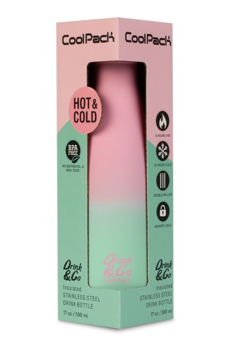 CoolPack, Drink&Go, butelka termiczna, Gradient Strawberry, 500 ml