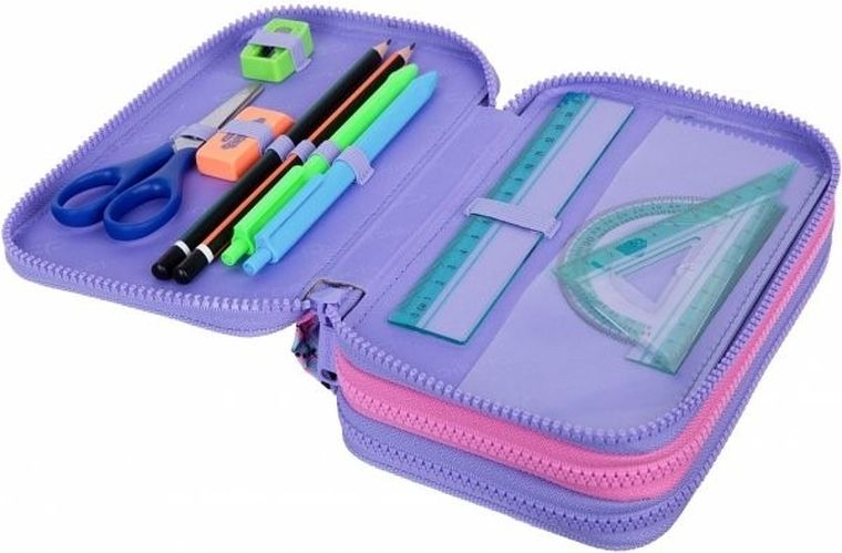 CoolPack, Jumper 3, piórnik rozkładany, potrójny, z wyposażeniem, Sew Pastel Heart