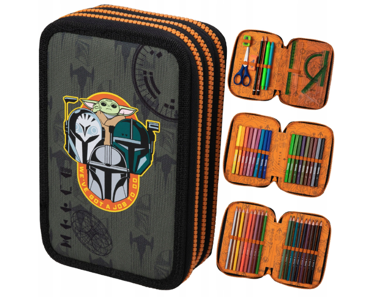 CoolPack, Star Wars Mandalorian, Jumper 3, piórnik rozkładany, potrójny, z wyposażeniem, Disney Core