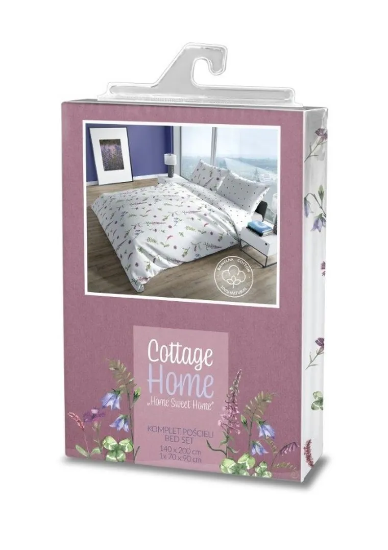 Cottage Home, Polne Kwiaty, Koniczyna, 2-częściowy komplet pościeli bawełnianej, 140-200 cm