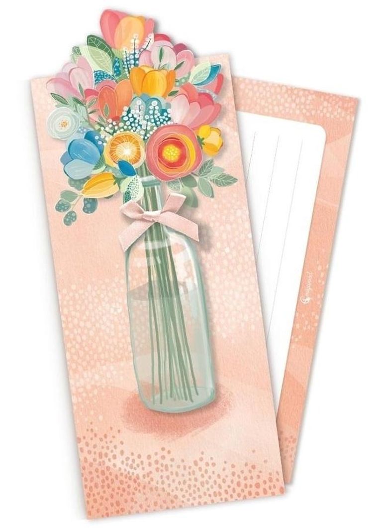 Cozywood, koperta upominkowa, Pop-Up, Kwiaty, pomarańczowy