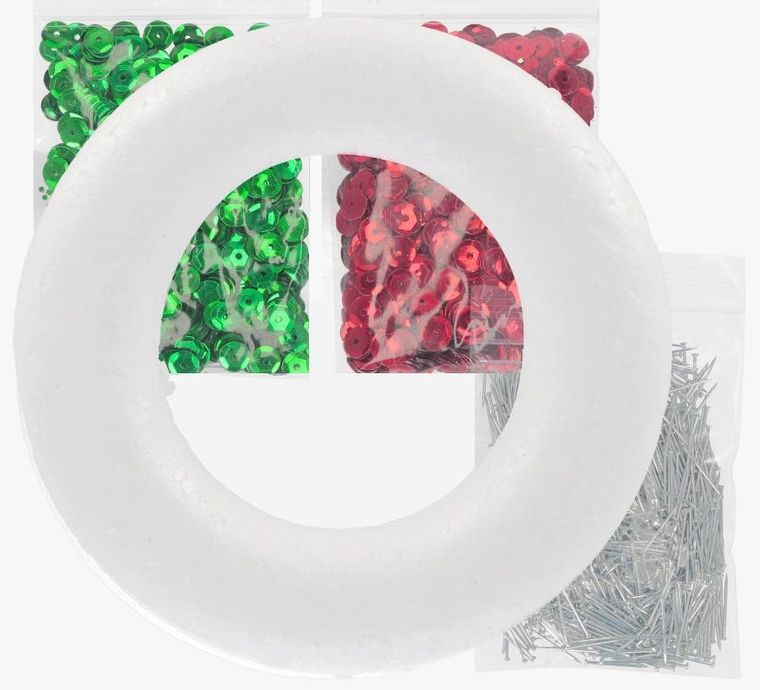 Craft With Fun, cekiny metaliczne z ringiem, czerwone/zielone