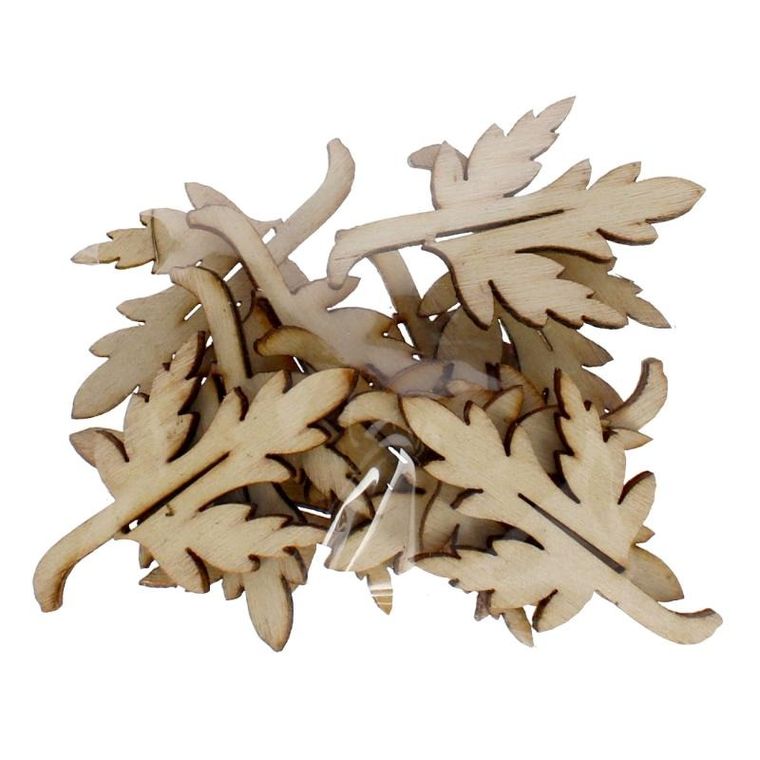 Craft With Fun, drewniane alpkacje samoprzylepne, liść