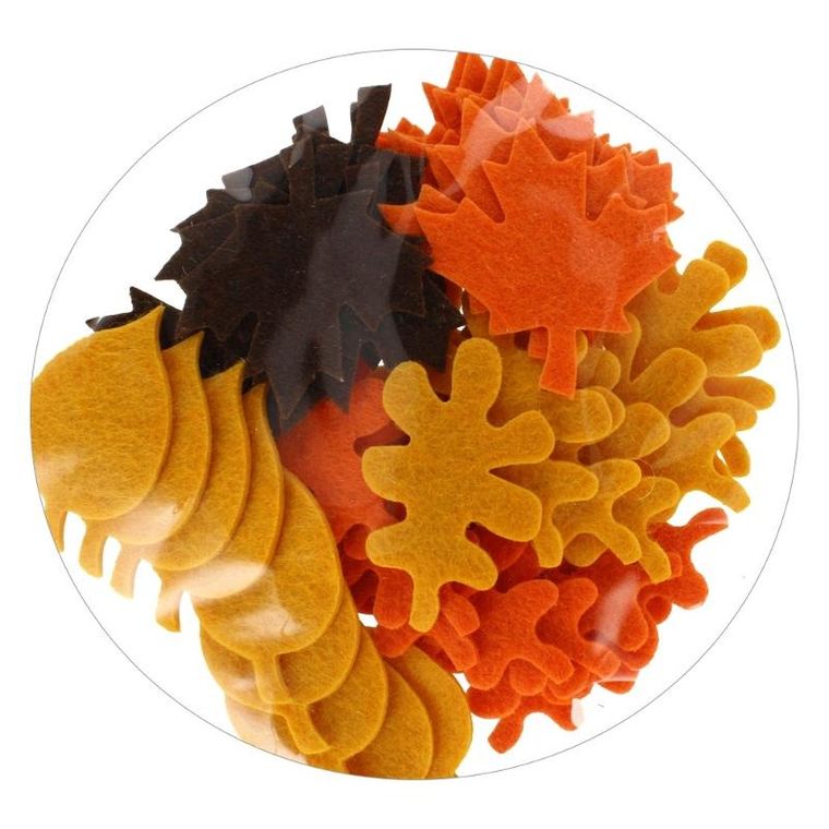 Craft With Fun, filcowe liście, samoprzylepne, 45 szt.