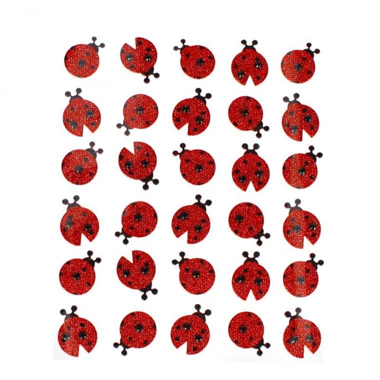 Craft With Fun, naklejki brokatowe, biedronka