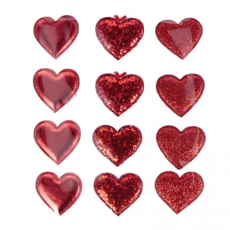 Craft With Fun, naklejki metalizowane, Serca