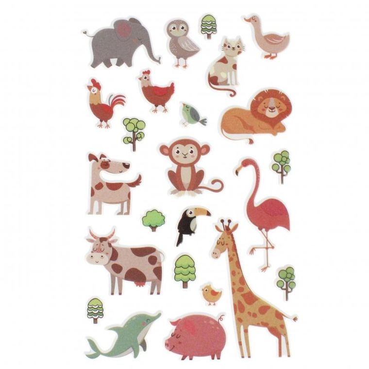 Craft With Fun, naklejki, zwierzęta, 24 szt.