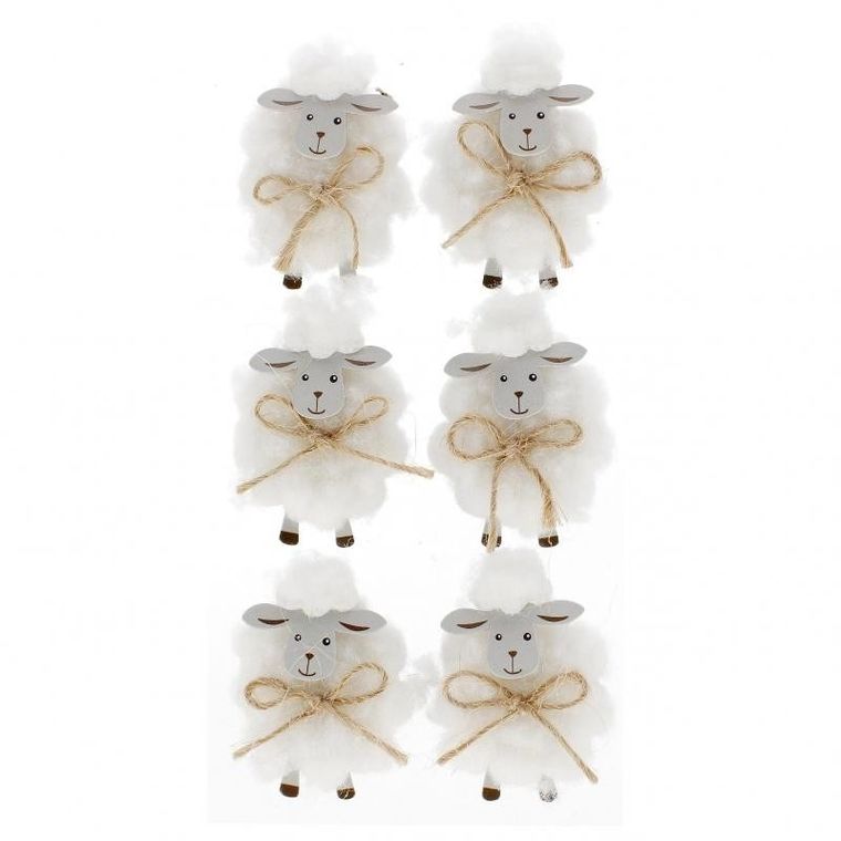 Craft With Fun, ozdoba dekoracyjna, filcowa, samoprzylepna, baranek, 6 szt.