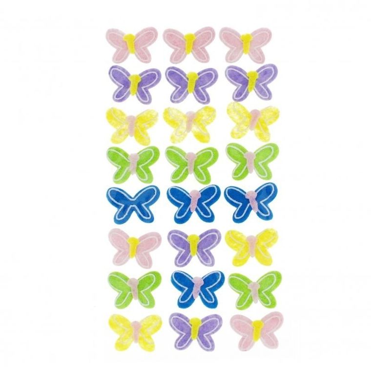 Craft With Fun, ozdoba dekoracyjna, filcowa, samoprzylepna, motylki, 24 szt