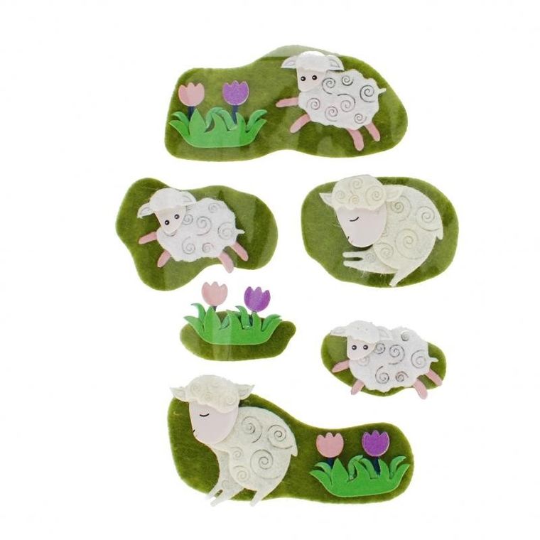Craft With Fun, ozdoba dekoracyjna, filcowa, samoprzylepna, owieczka, 6 szt.